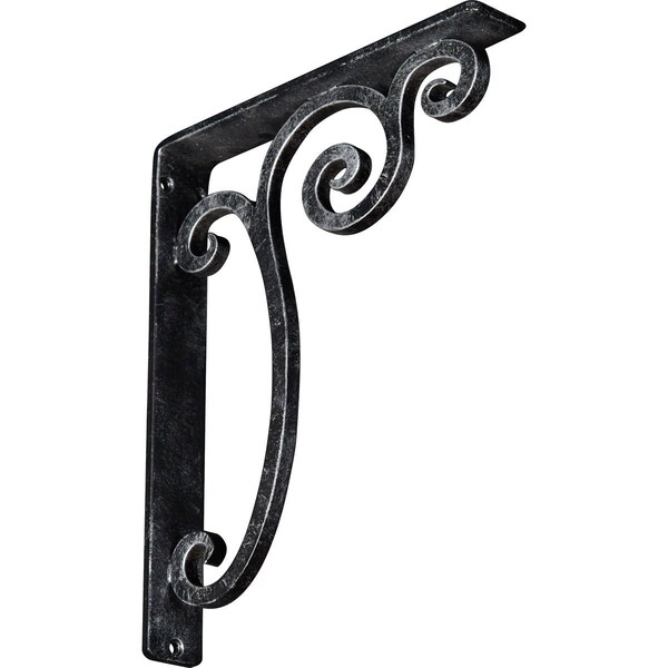 Ekena Millwork Avery Wrought Iron Bracket, (Single center brace), Antiqued Silver 1 1/2"W x 10"D x 12"H BKTM01X10X12SAVASV - main